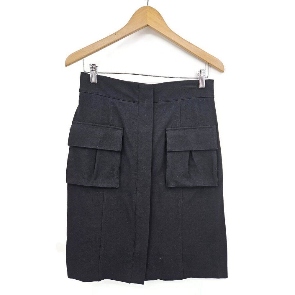 Diane Von Furstenberg Pocket Skirt Womens 10 Black Zip Front Dvf